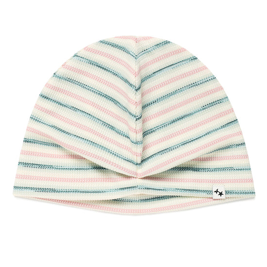 Cavish Striped Button Beanie in Pink