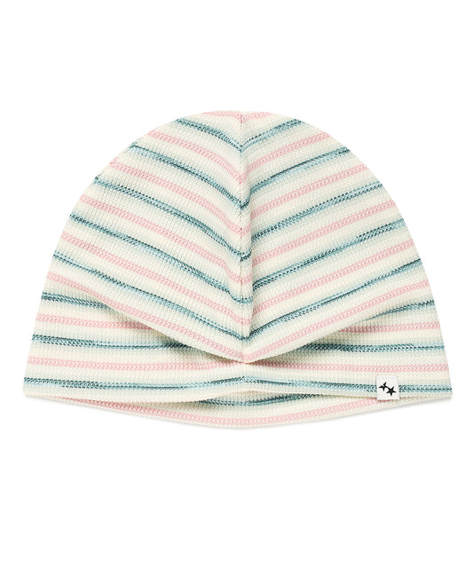 Cavish Striped Button Beanie in Pink