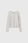 General Idea WOMAN Airy Crew Neck Pin Tuck T-Shirt [LIGHT GREY]