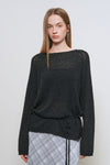 General Idea WOMAN Sheer Bouclé Boat Neck Pullover