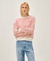 Marithé François Girbaud W STRIPE BOATNECK CROP SWEATSHIRT
