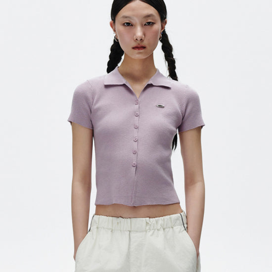 Mahagrid Button-Up Collar Knit
