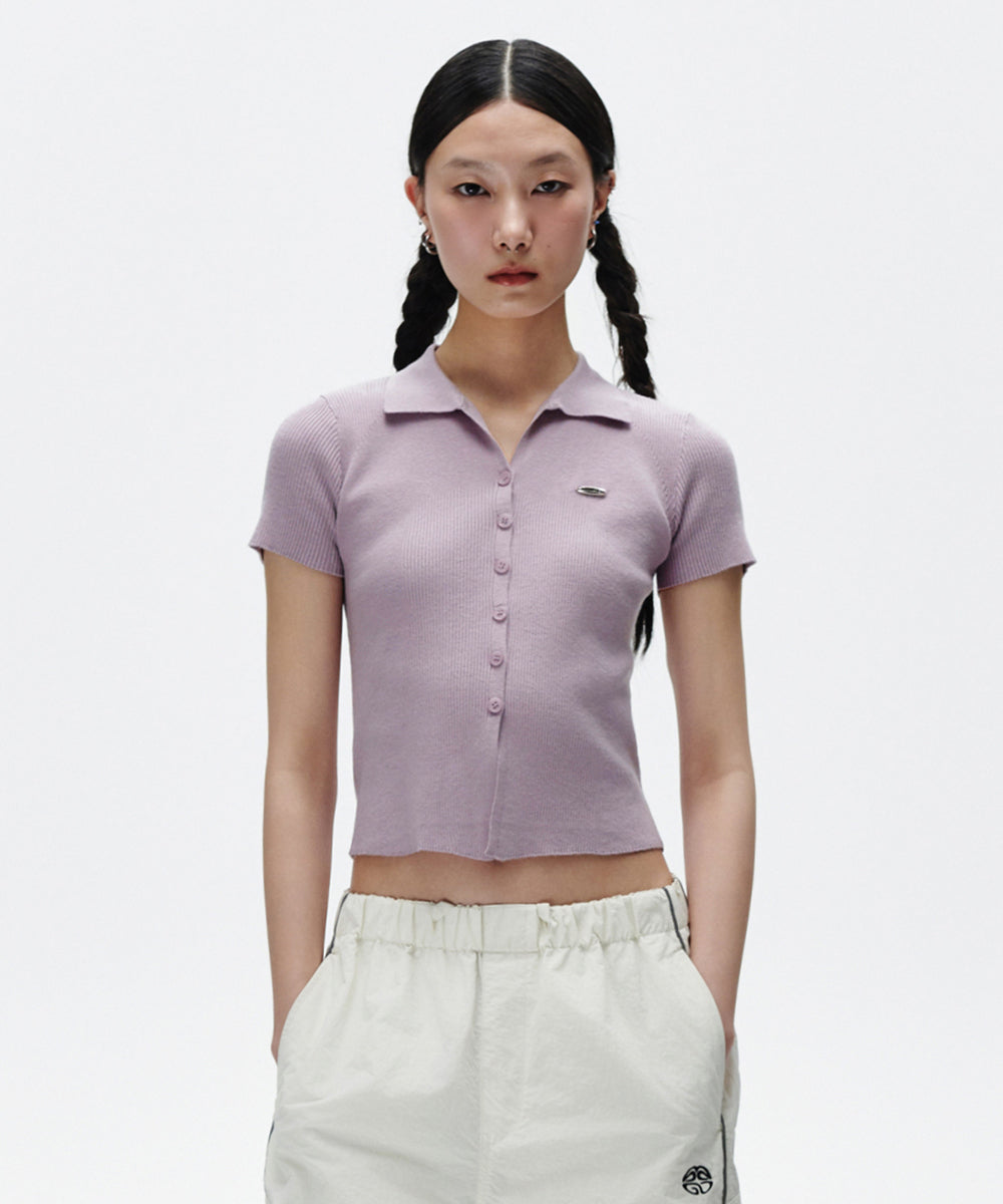 Mahagrid Button-Up Collar Knit