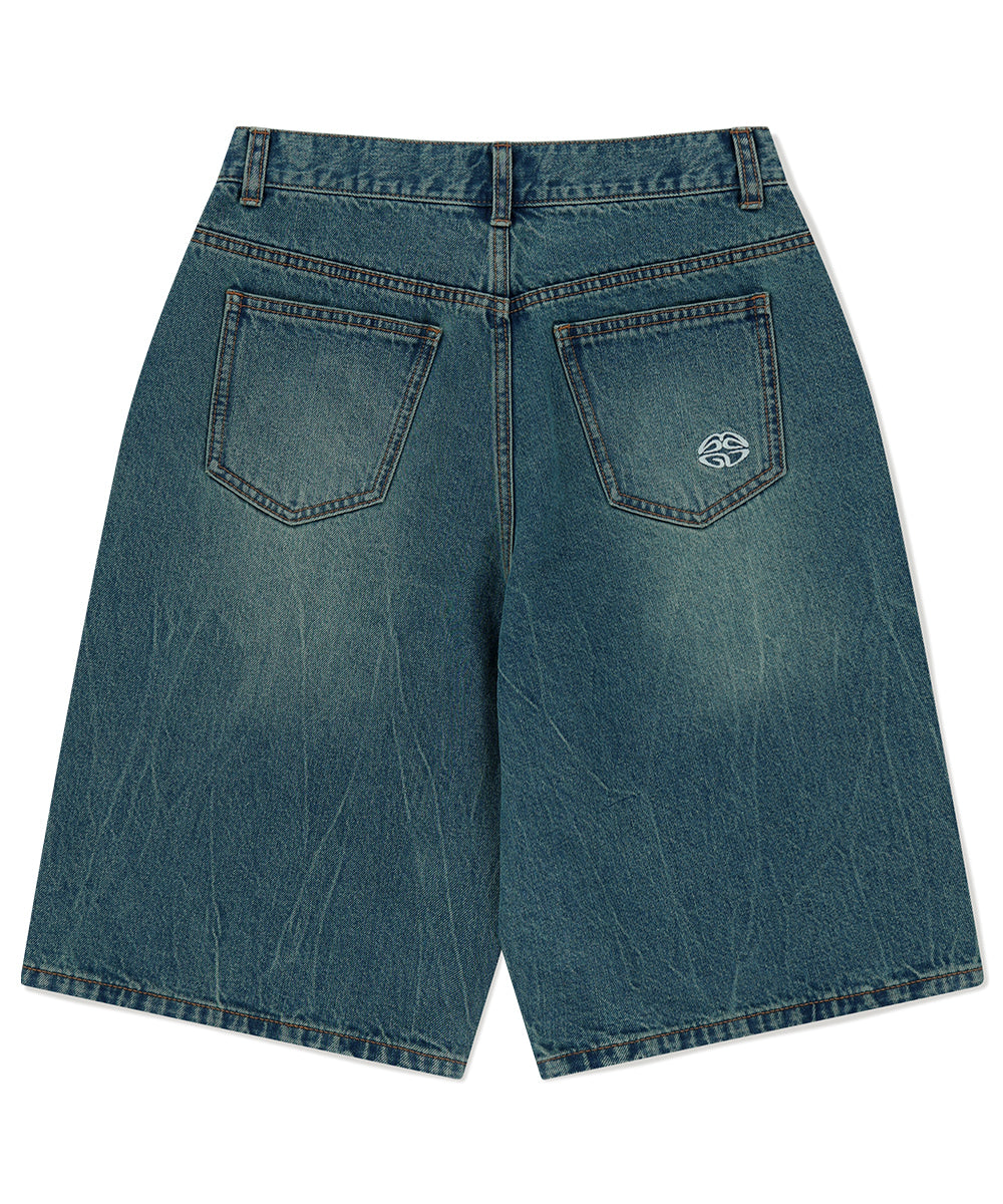 Mahagrid Mud Washing Denim Short