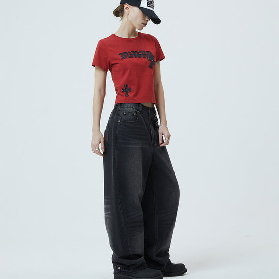 Mahagrid Gothic Applique Crop Tee