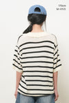 General Idea UNISEX One-Button Collar Stripe Half Knit