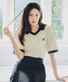Marithé François Girbaud SMALL CLASSIC LOGO PK COLLAR POINT TEE ivory