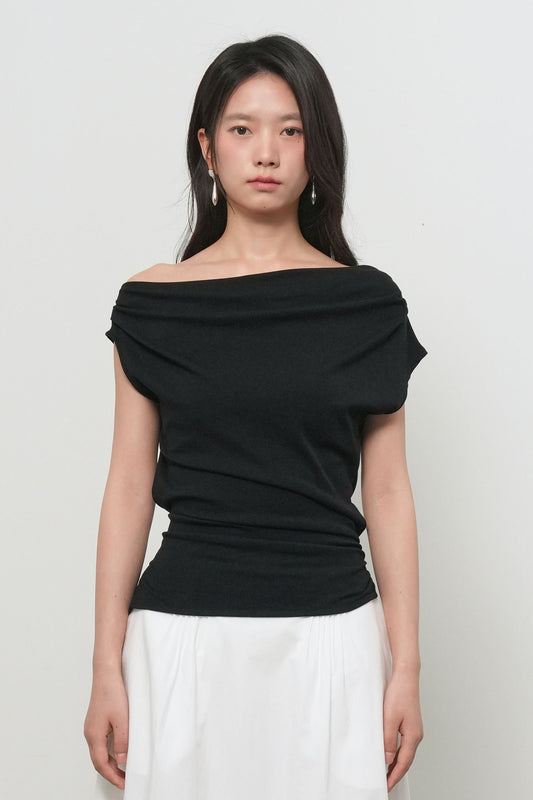 General Idea WOMAN Unbalanced Drape Strap T-Shirt