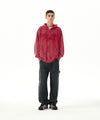 Mahagrid Washed Cut Off Applique Hood Zip Up