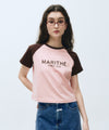 Marithé François Girbaud Women's Regular Logo Raglan Crop Tee Pink