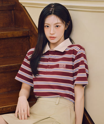 Marithé François Girbaud SMALL CLASSIC LOGO PK COLLAR TEE stripe