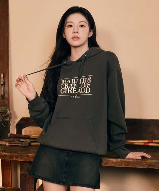Marithé François Girbaud Classic Logo Embroidery Hoodie (Brushed) Charcoal