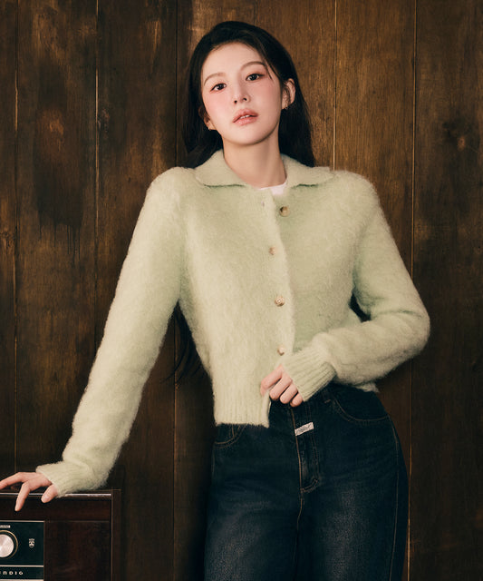 Marithé François Girbaud W Hairy Collar Cardigan
