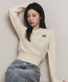 Marithé François Girbaud W SMALL CLASSIC LOGO CROP KNIT PULLOVER black