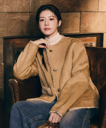 Marithé François Girbaud W Reversible Shearling Jacket Beige