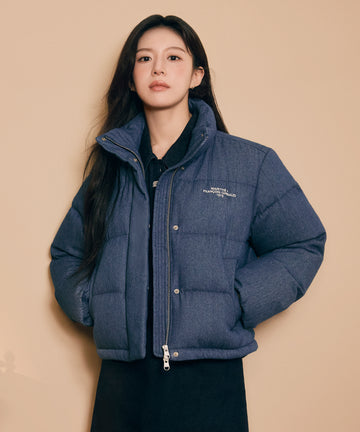 Marithé François Girbaud W DENIM CROP DOWN JACKET blue