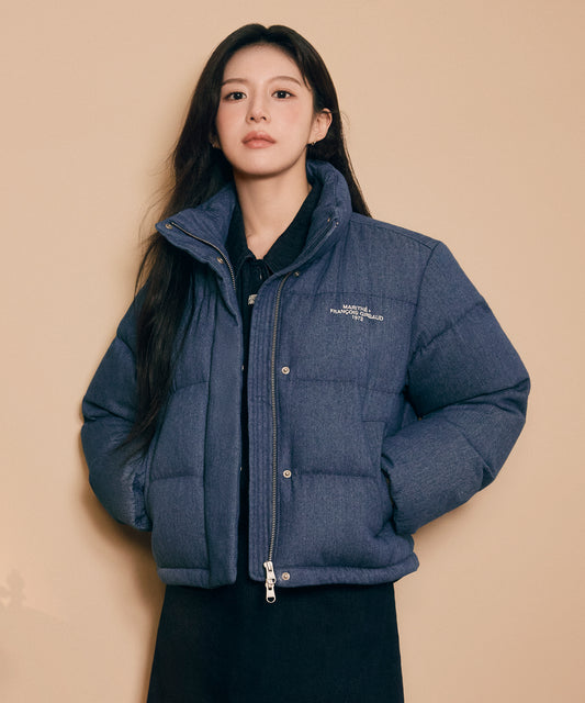 Marithé François Girbaud W DENIM CROP DOWN JACKET blue