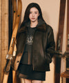 Marithé François Girbaud Faux Leather Over Fit Mustang Jacket Black
