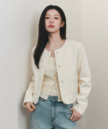 Marithé François Girbaud W ROUND NECK DENIM JACKET