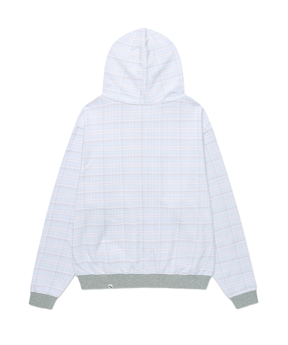 Cavish Kyurin Wearing TWIN STAR CHECK ZIP UP HOODIE [BLUE]