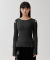 Mahagrid Cut Off Long Sleeve Knit