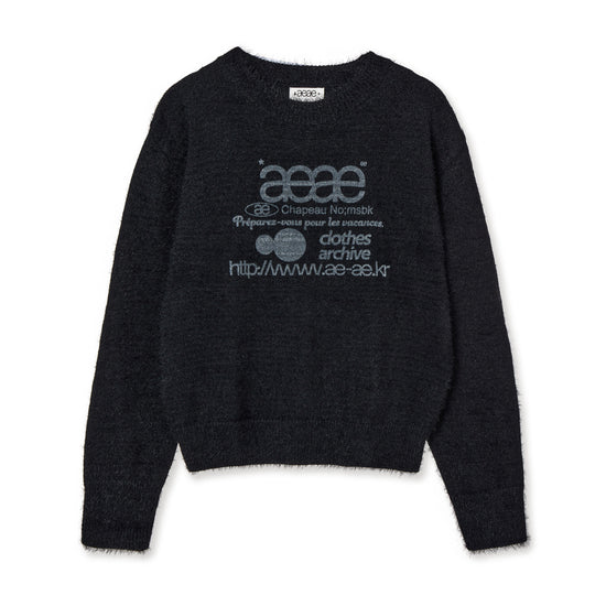AEAE Web Logo Crop Hairy Knit