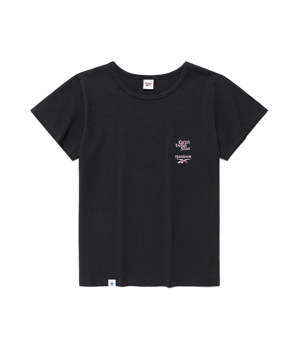 Cavish CAVISH X Reebok W Double Logo Embroidery Short Sleeve Tee [Black]