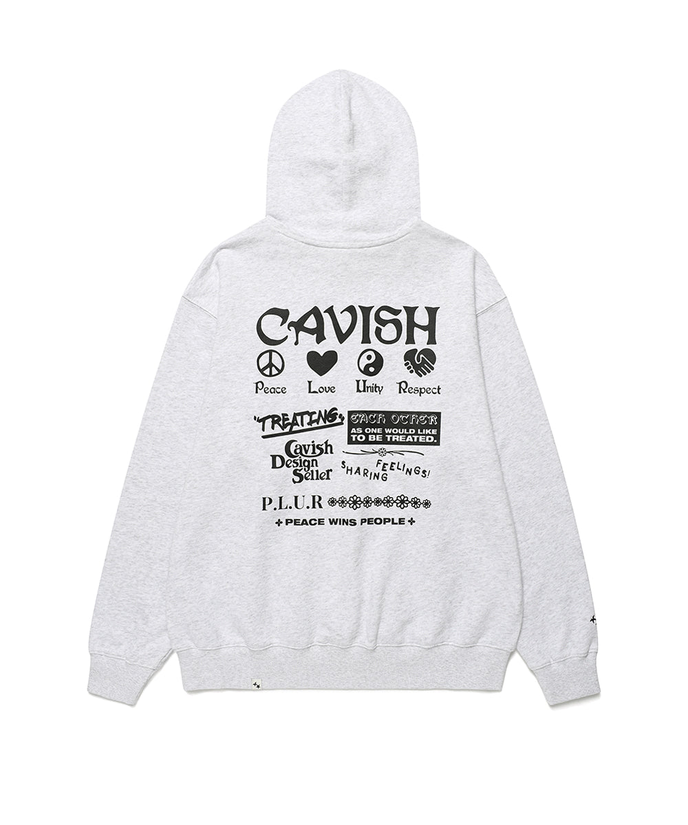 Cavish Kyurin Wearing PLUR HOODIE [LIGHT GREY (BLACK)]