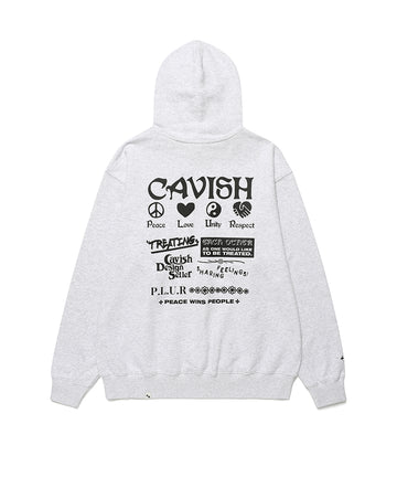 Cavish Kyurin Wearing PLUR HOODIE [LIGHT GREY (BLACK)]
