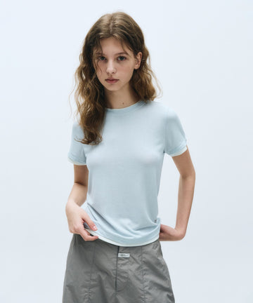 Marithé François Girbaud Women's Layered Half Sleeve Tee Ice Blue