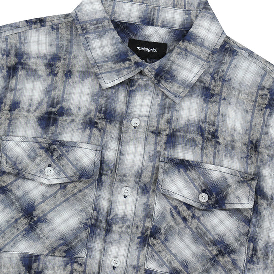 Mahagrid Bleached Raw-Cut Check Shirt