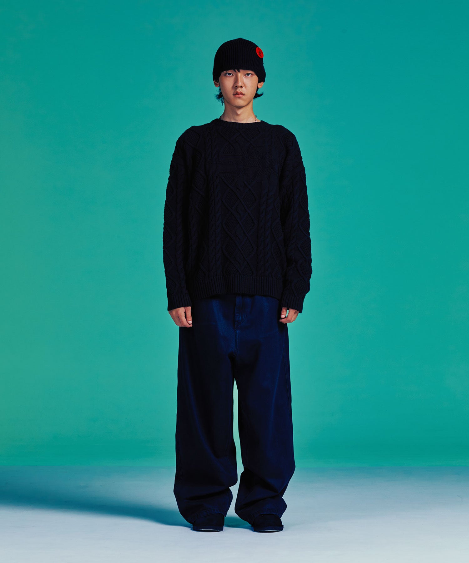 Nice Ghost Club 3 Stars Cable Knit [Black]
