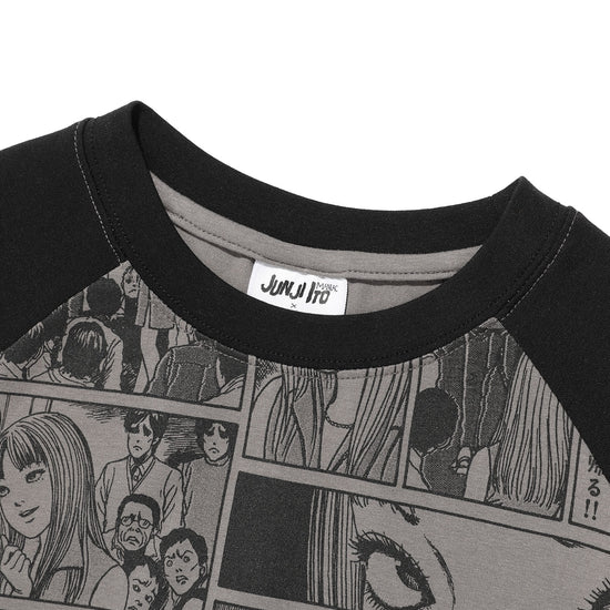 Nice Ghost Club Junji Ito Maniac Cartoon Raglan Mini Tee [Grey]