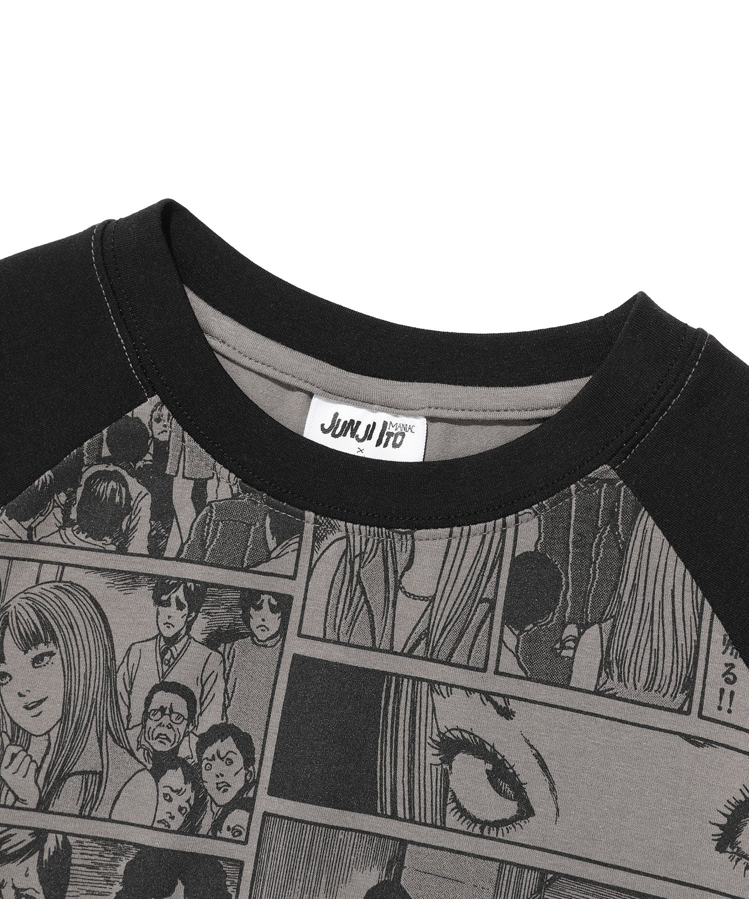 Nice Ghost Club Junji Ito Maniac Cartoon Raglan Mini Tee [Grey]