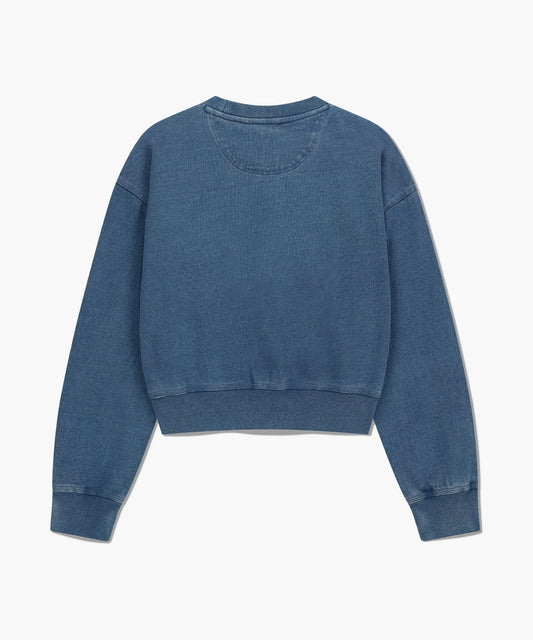 Marithé François Girbaud W Classic Logo Garment Dyed Crop Sweatshirt Blue