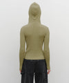 Marithé François Girbaud W BALACLAVA HOODIE SLIM KNIT Light Olive