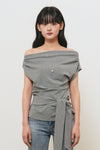 General Idea WOMAN Unbalanced Drape Strap T-Shirt