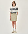 Marithé François Girbaud [S사이즈 1차 7/1, 2차 7/7 예약발송] SMALL CLASSIC LOGO RUGBY STRIPE OVERSIZED COLLAR TEE ivory