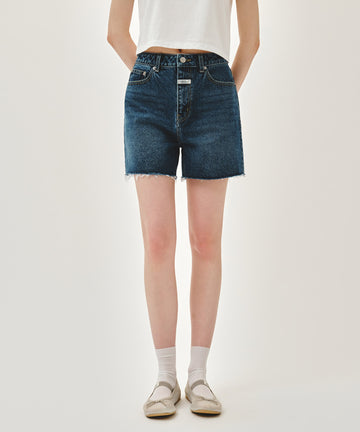Marithé François Girbaud W RAW EDGE WASHED DENIM SHORTS