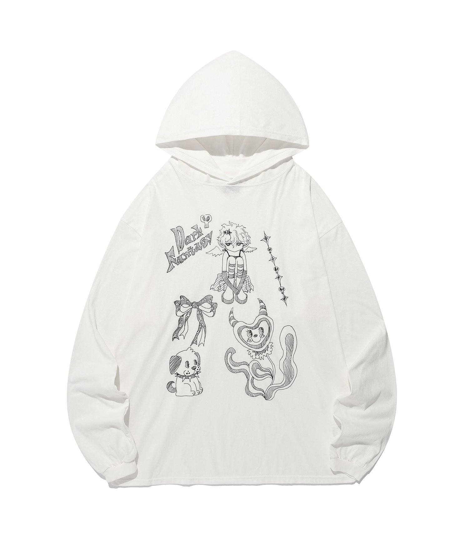Nice Ghost Club Doodle Big Big Long Sleeve Hoodie