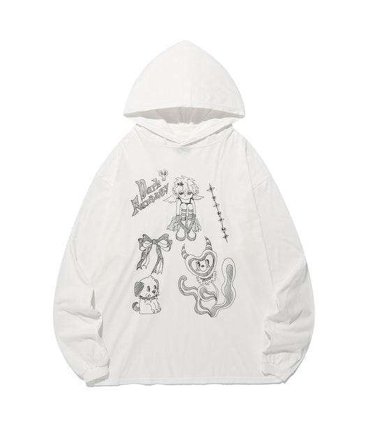 Nice Ghost Club Doodle Big Big Long Sleeve Hoodie