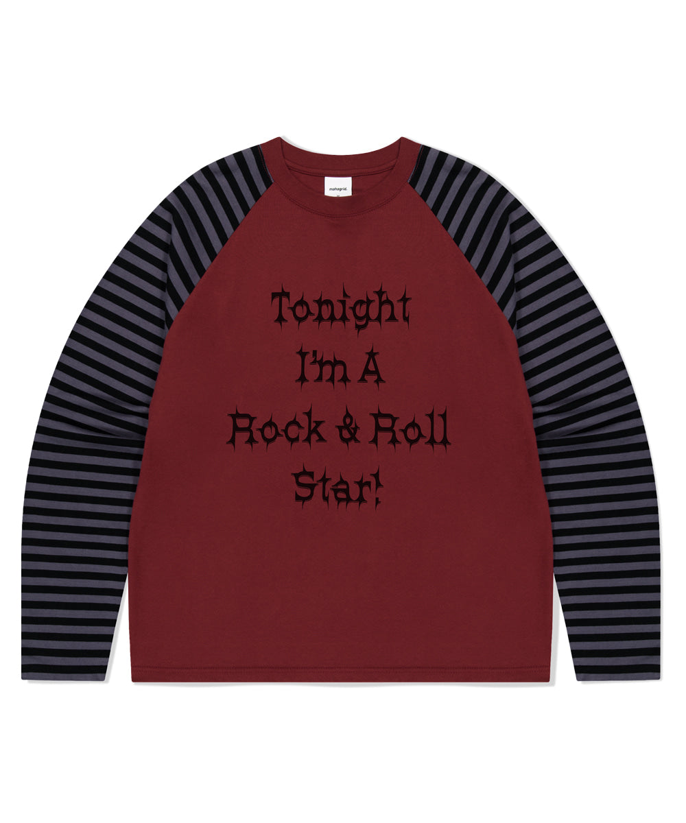 Mahagrid Rock Star Raglan Stripe Long Sleeve Tee