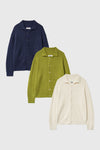 General Idea UNISEX Waffle Bouclé Collar Cardigan