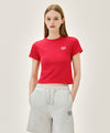 Marithé François Girbaud W ANTIQUE CLASSIC LOGO SLIM CROP TEE red