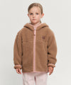 Marithé François Girbaud Kids Classic Logo Fleece Hoodie Zip-Up Ivory
