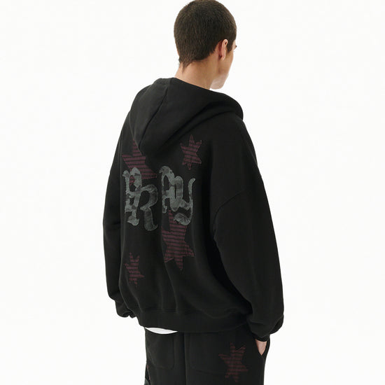 Mahagrid Pray Applique Zip Up Hoodie