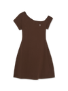 MLB Women's Basic Off Shoulder Shirring Ribbed Dress