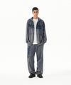 Mahagrid Washed Cut Off Applique Hood Zip Up