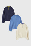 General Idea UNISEX Color-Block Collar Henley Neck Knit [3COL]