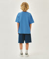 Marithé François Girbaud Kids Classic Logo Bermuda One Tuck Sweat Shorts Blue